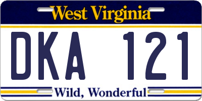 WV license plate DKA121