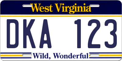 WV license plate DKA123