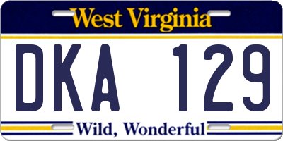 WV license plate DKA129