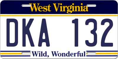 WV license plate DKA132