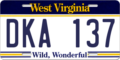 WV license plate DKA137