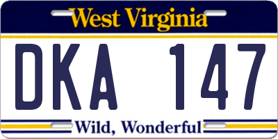 WV license plate DKA147