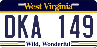 WV license plate DKA149