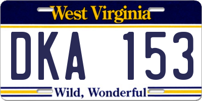 WV license plate DKA153
