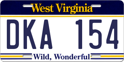 WV license plate DKA154