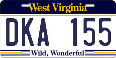 WV license plate DKA155