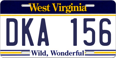 WV license plate DKA156