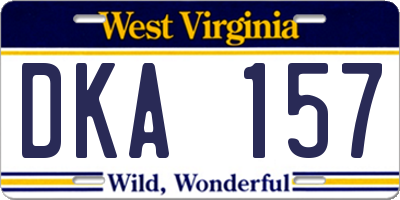WV license plate DKA157