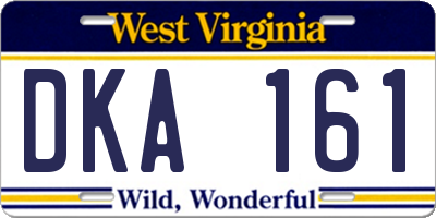 WV license plate DKA161