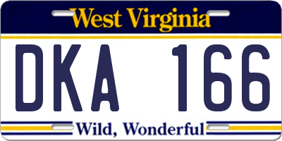 WV license plate DKA166