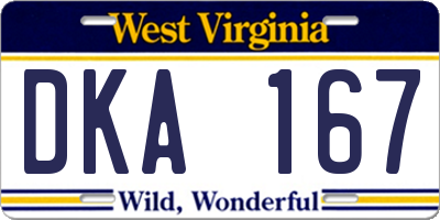 WV license plate DKA167