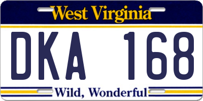 WV license plate DKA168