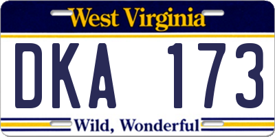 WV license plate DKA173