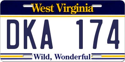 WV license plate DKA174