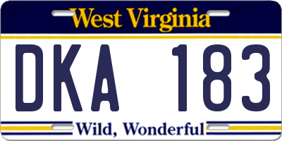 WV license plate DKA183