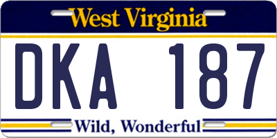 WV license plate DKA187