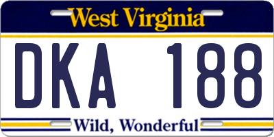 WV license plate DKA188