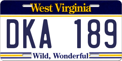 WV license plate DKA189