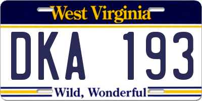 WV license plate DKA193