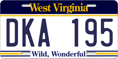 WV license plate DKA195