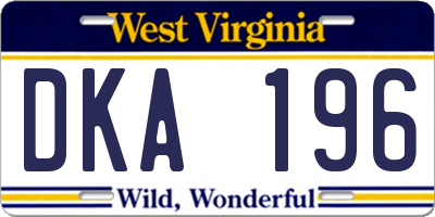 WV license plate DKA196