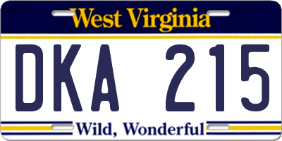 WV license plate DKA215