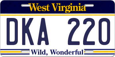 WV license plate DKA220