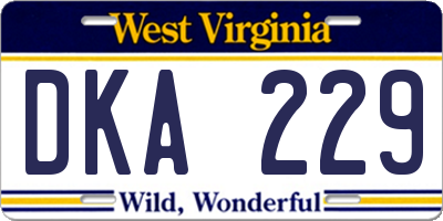 WV license plate DKA229