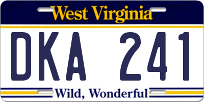 WV license plate DKA241