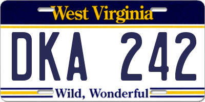 WV license plate DKA242
