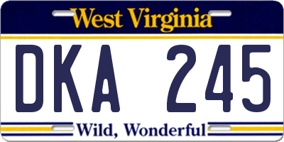 WV license plate DKA245