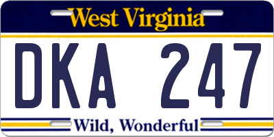WV license plate DKA247