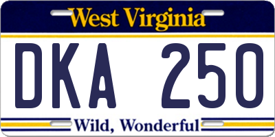 WV license plate DKA250