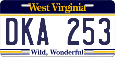 WV license plate DKA253