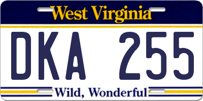 WV license plate DKA255