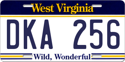 WV license plate DKA256