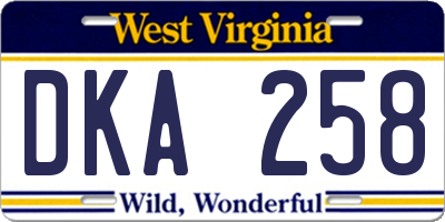 WV license plate DKA258