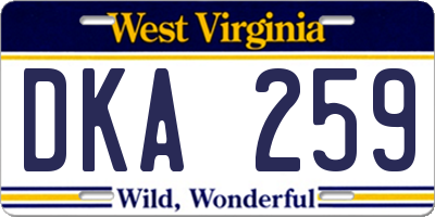 WV license plate DKA259