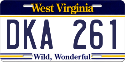 WV license plate DKA261