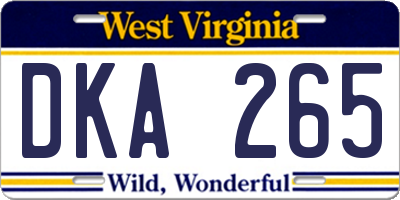 WV license plate DKA265