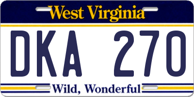 WV license plate DKA270