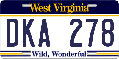 WV license plate DKA278
