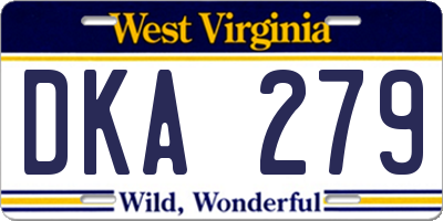 WV license plate DKA279