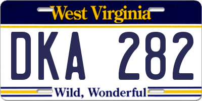 WV license plate DKA282