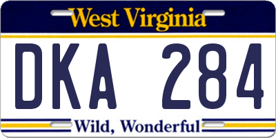 WV license plate DKA284