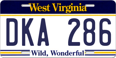 WV license plate DKA286