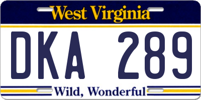 WV license plate DKA289
