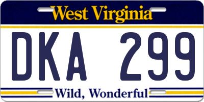 WV license plate DKA299