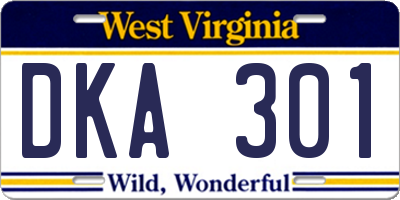 WV license plate DKA301
