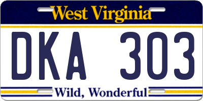 WV license plate DKA303